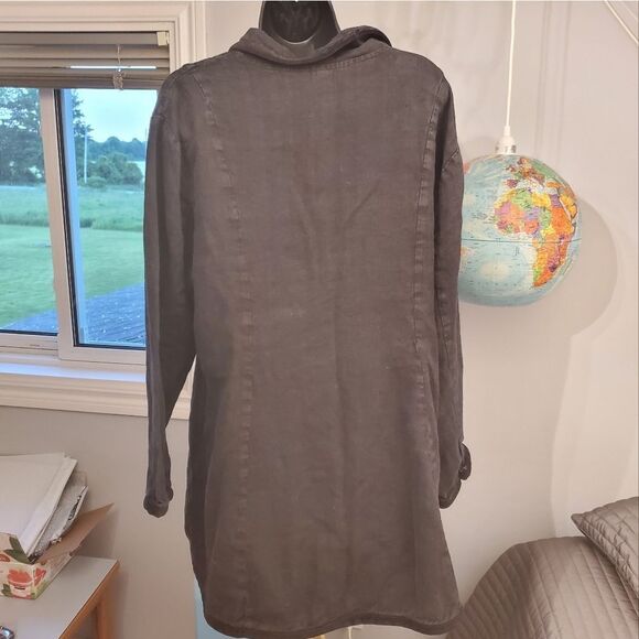 LIV linen jacket with velvet trim Y - Picture 4 of 10